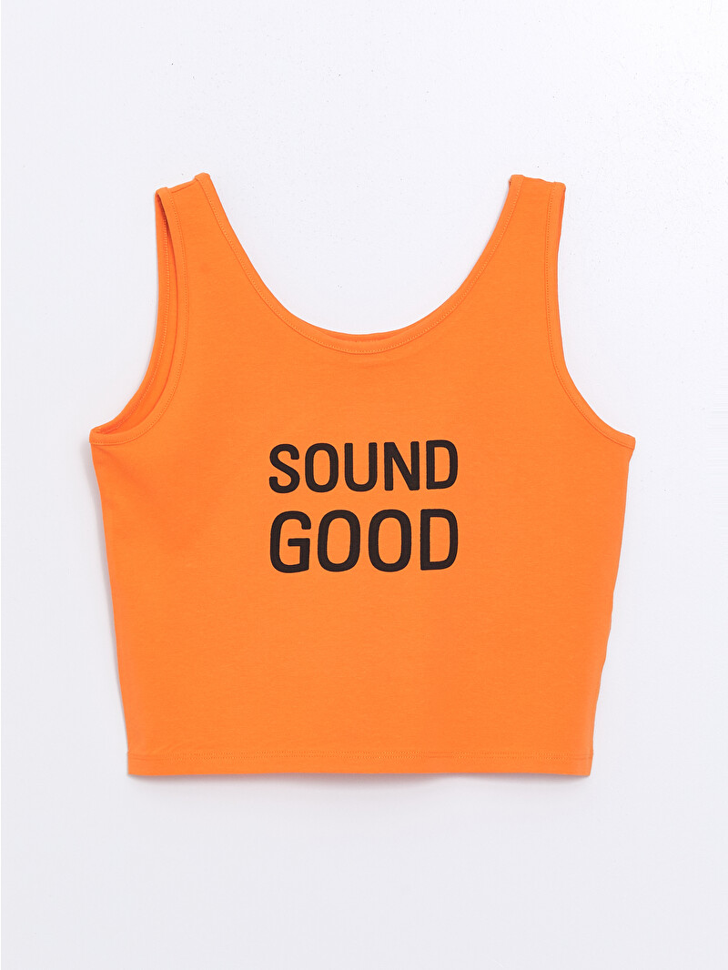 LCW Kids Crew Neck Printed Girls' Crop Tank Top - S4FF21Z4-GFX