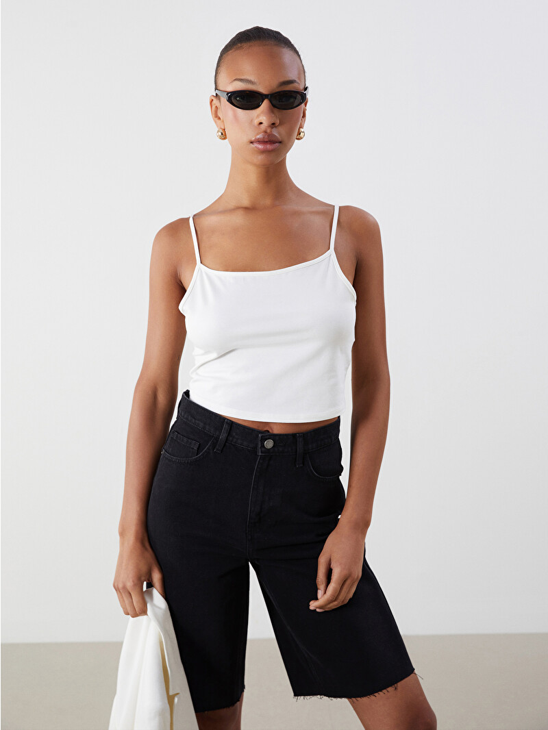 LCW Vision Beyaz U Yaka Askılı Crop - S4FJ95Z8-R9J | LCW