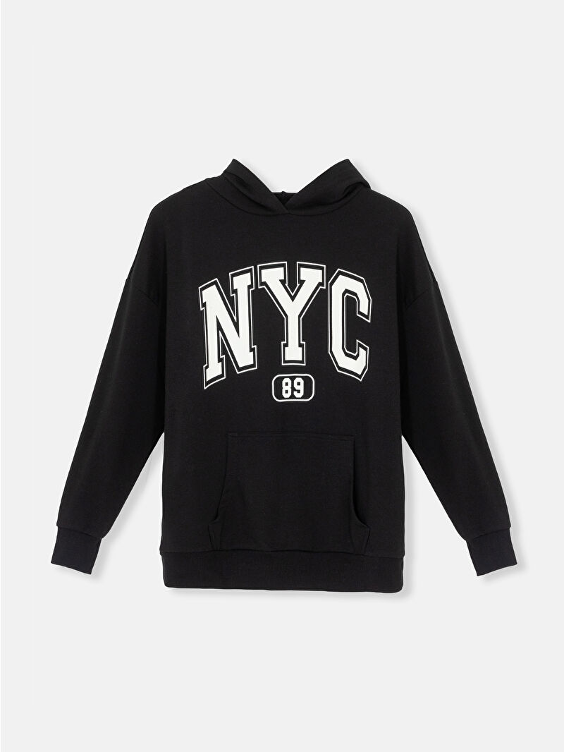 XSIDE Hooded Collar Printed Long Sleeve Women's Sweatshirt