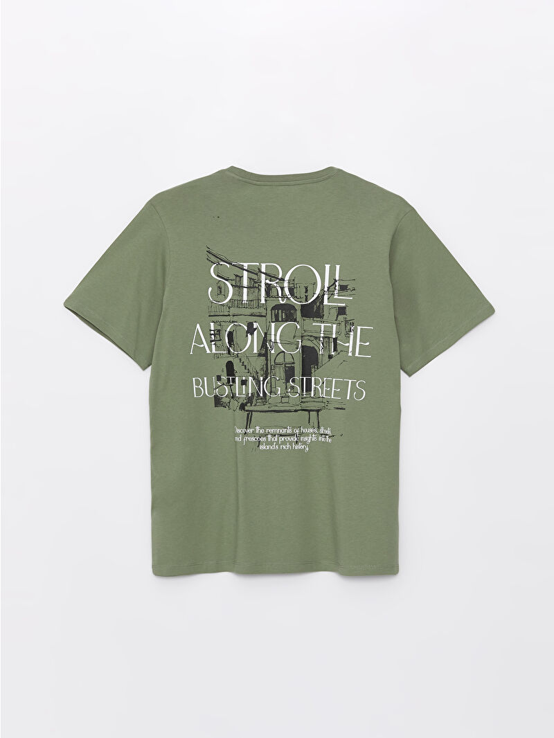 Crew Neck Short Sleeve Printed Combed Cotton Men's T-shirt