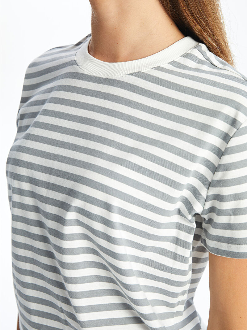 LCW Vision Crew Neck Striped Short Sleeve Women's T-Shirt