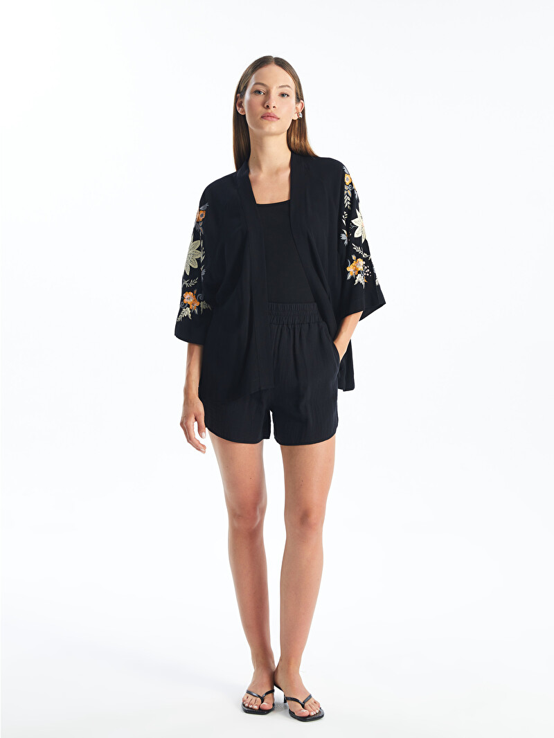 LCW Vision Şal Yaka Çiçekli Oversize Kadın Kimono - S4IA70Z8-CVL