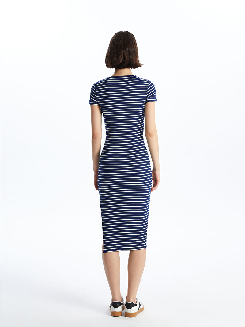 XSIDE Crew Neck Striped Short Sleeve Women's Dress -S4JC80Z8