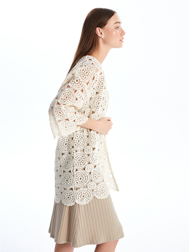 LCW EVERYDAY Shawl Collar Embroidered Oversize Women's Crochet