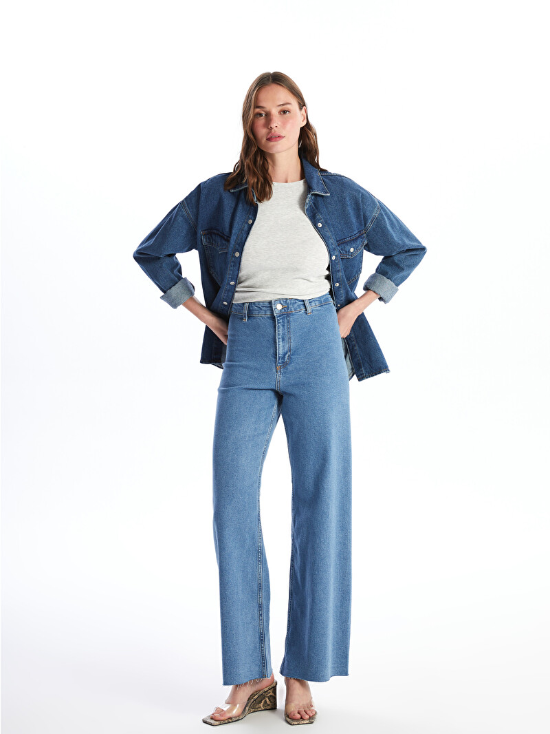 LCW Jeans İndigo Wideleg Kadın Jean Pantolon - S4KT59Z8-507 | LCW