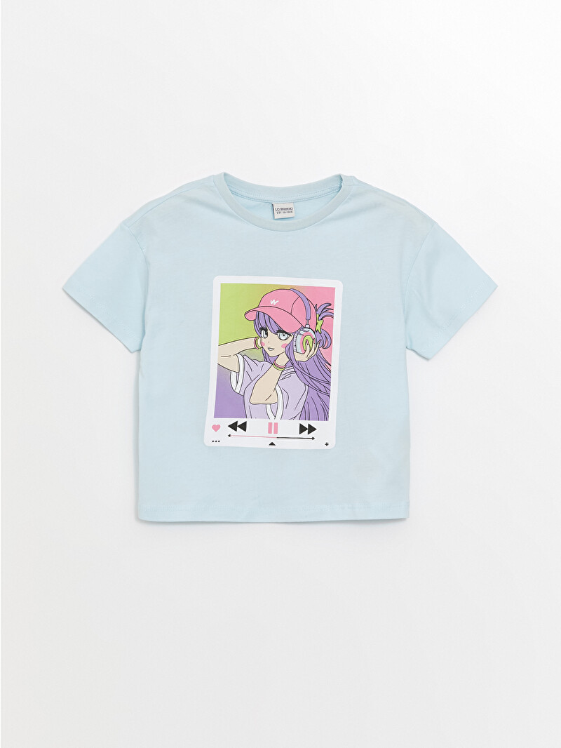 LCW ECO Crew Neck K-Pop Printed Girls' T-Shirt - S4NG77Z4-VZF - LC