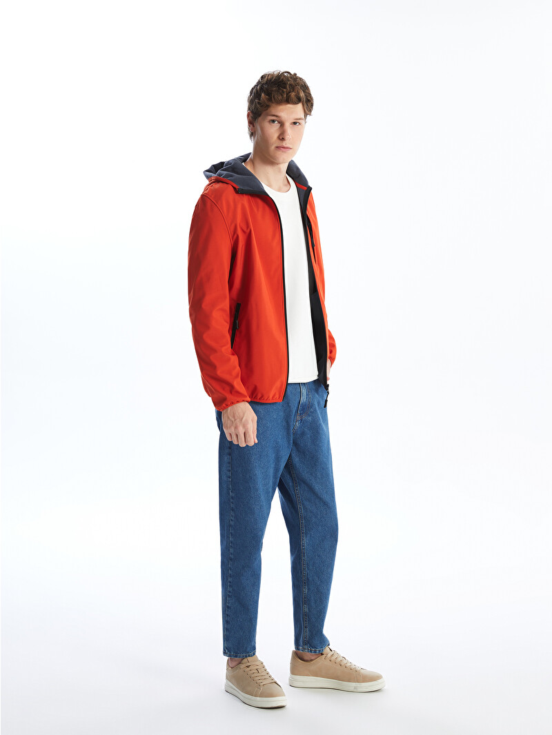 XSIDE Turuncu Standart Kalıp Kapüşonlu Softshell Erkek Mont