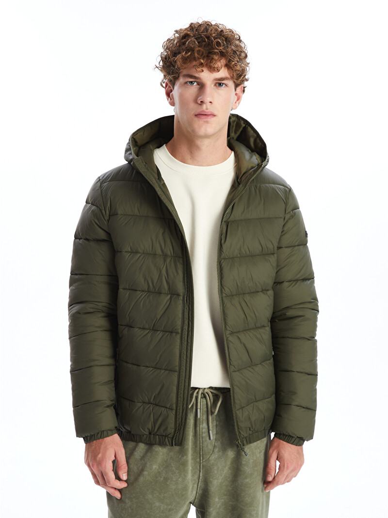 XSIDE Slim Fit Hooded Men's Puffer Coat - W40454Z8-HCZ | LC Waikiki