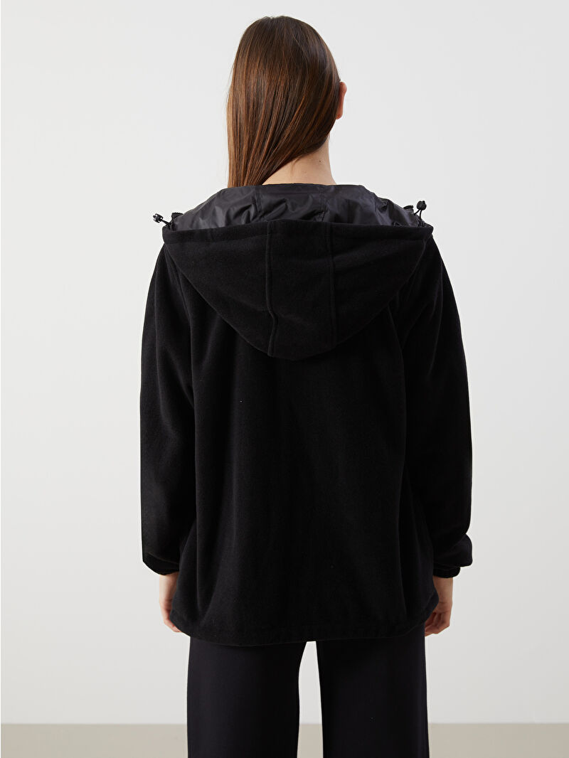 LCWAIKIKI Classic Siyah Kapüşonlu Düz Çift Taraflı Kadın Mont