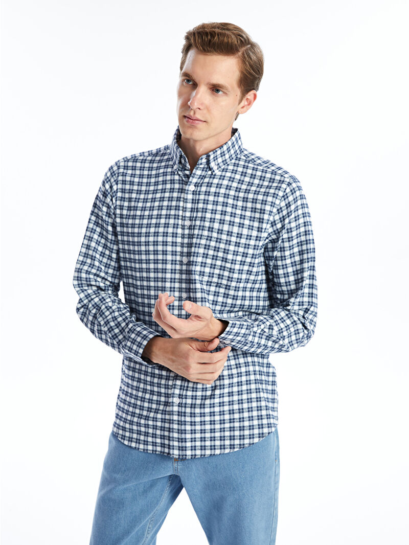 素敵な Classic LCWAIKIKI Regular Shirt Men's Plaid Sleeve Long Fit スーツ・フォーマル・ドレス
