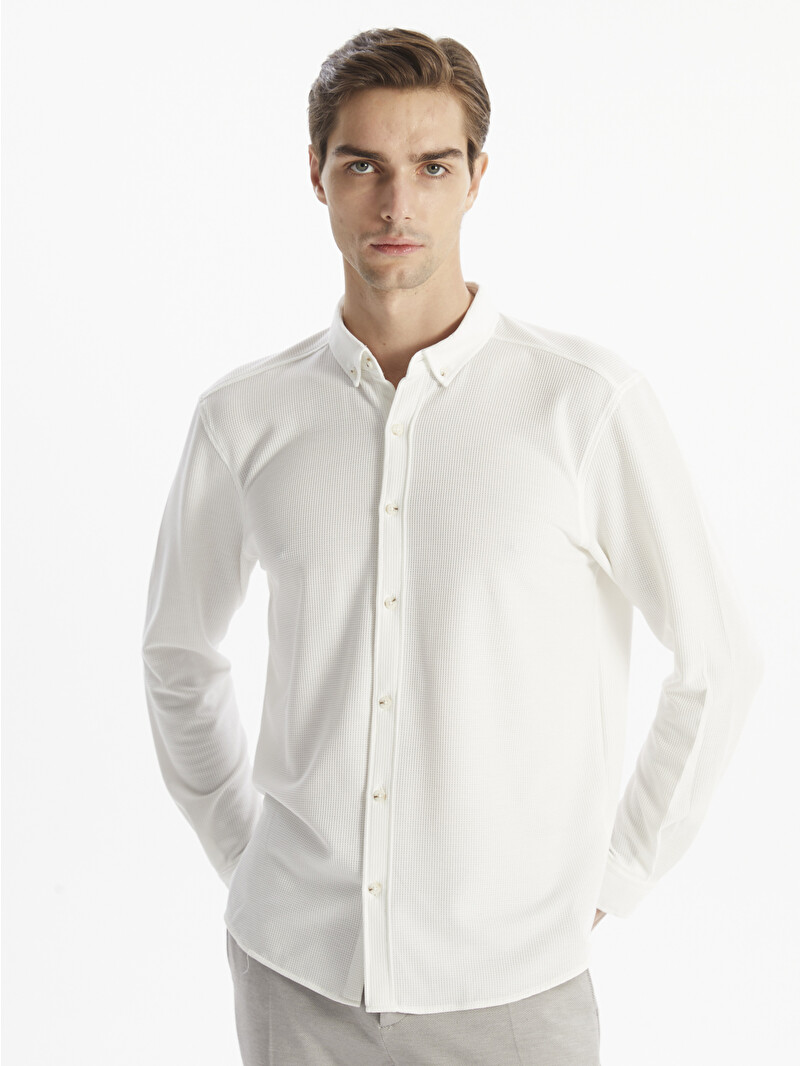 LCW Vision Slim Fit Long Sleeve Men's Textured Shirt - W43370Z8