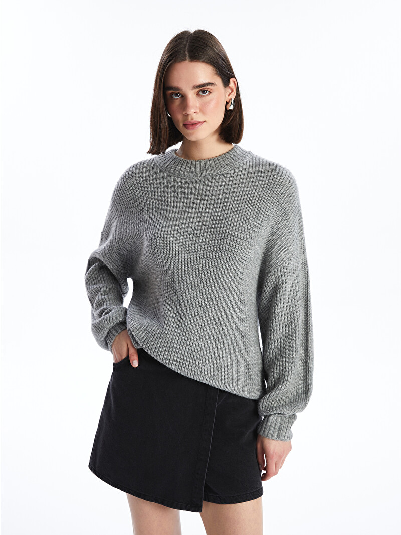 XSIDE Crew Neck Plain Long Sleeve Women's Knitwear Sweater
