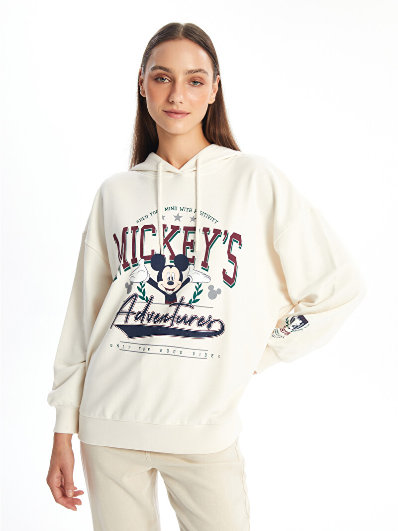 LCW Vision Mickey Mouse Printed Oversize Women's Hoodie - W45710Z8