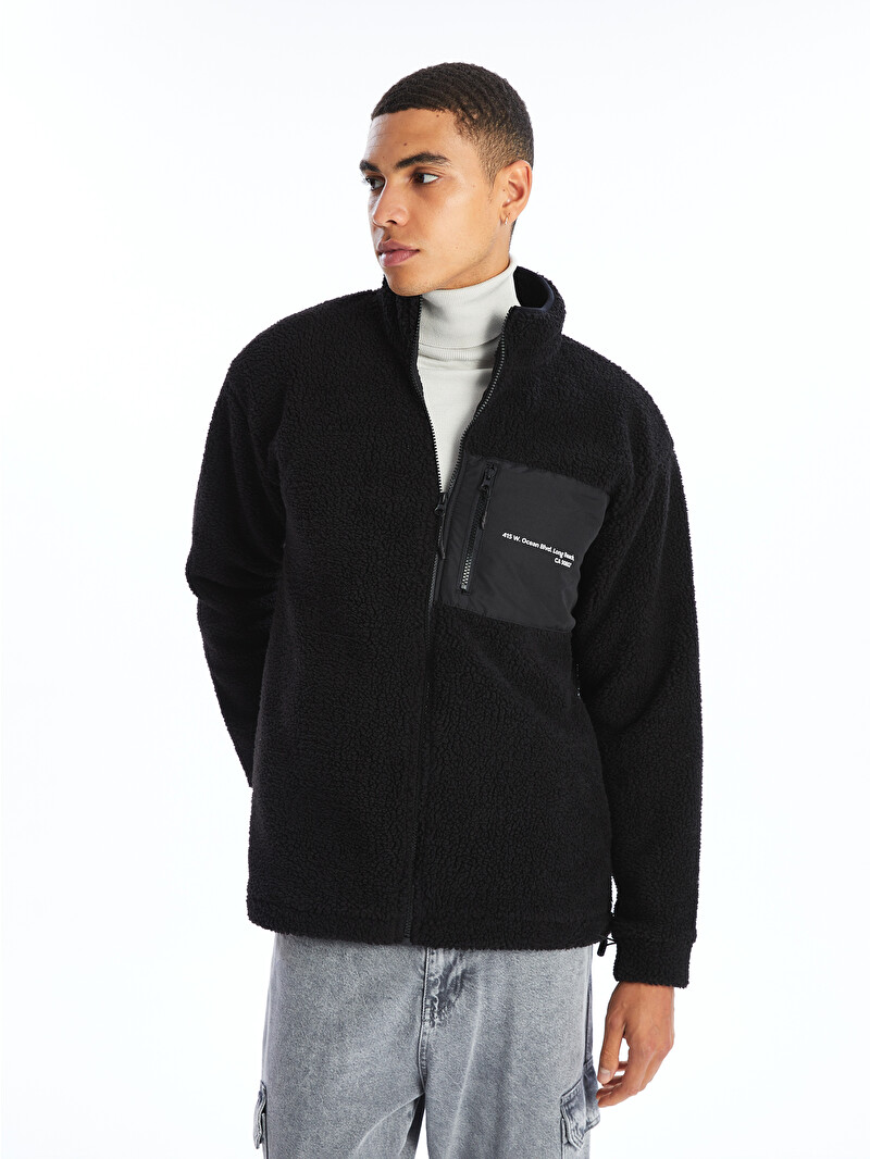 XSIDE Dik Yaka Uzun Kollu Pelüş Erkek Fermuarlı Sweatshirt
