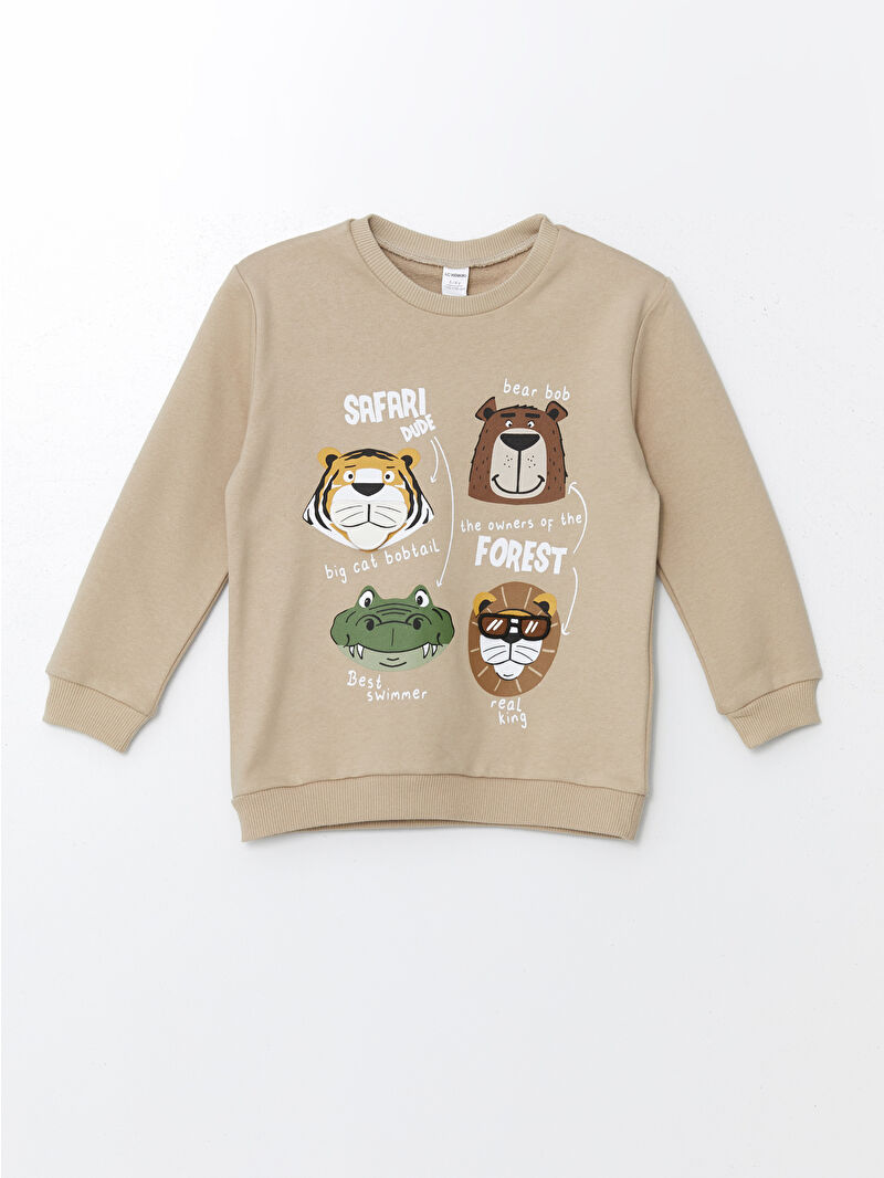 LCW Kids Bej Bisiklet Yaka Erkek Çocuk Sweatshirt - W47364Z1-FHL | LCW