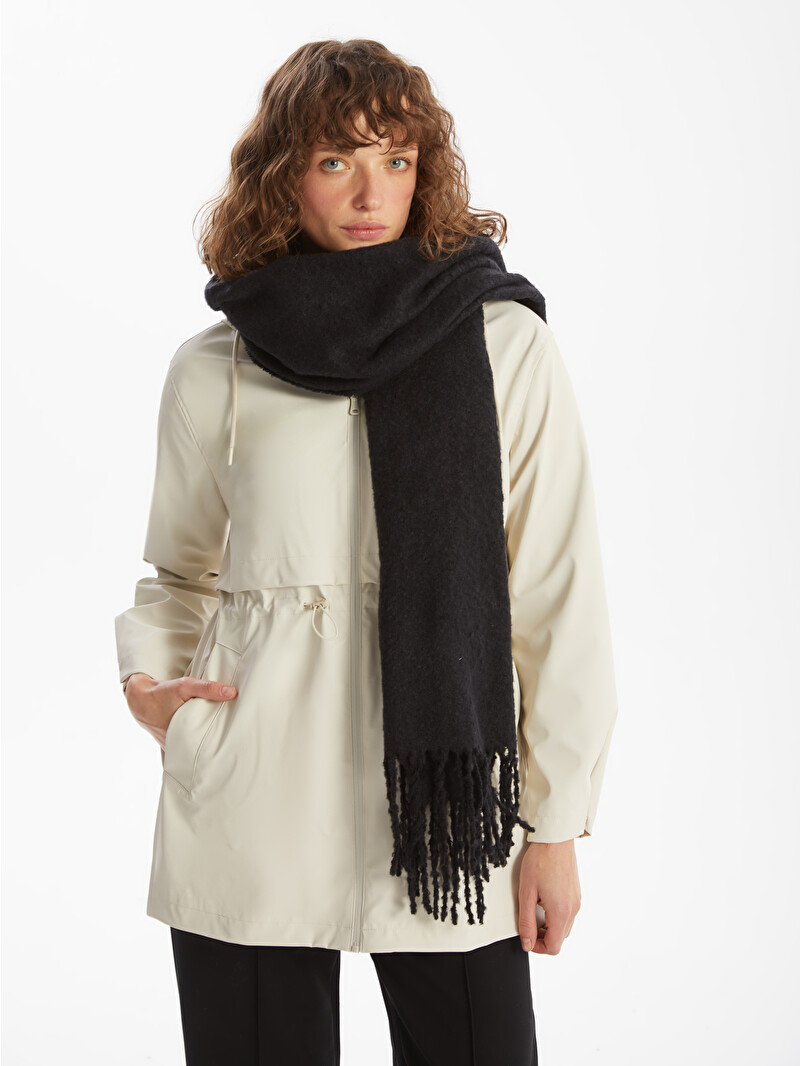 LCW ACCESSORIES Siyah Düz Saçaklı Kadın Atkı - W4FN54Z8-HEG | LCW