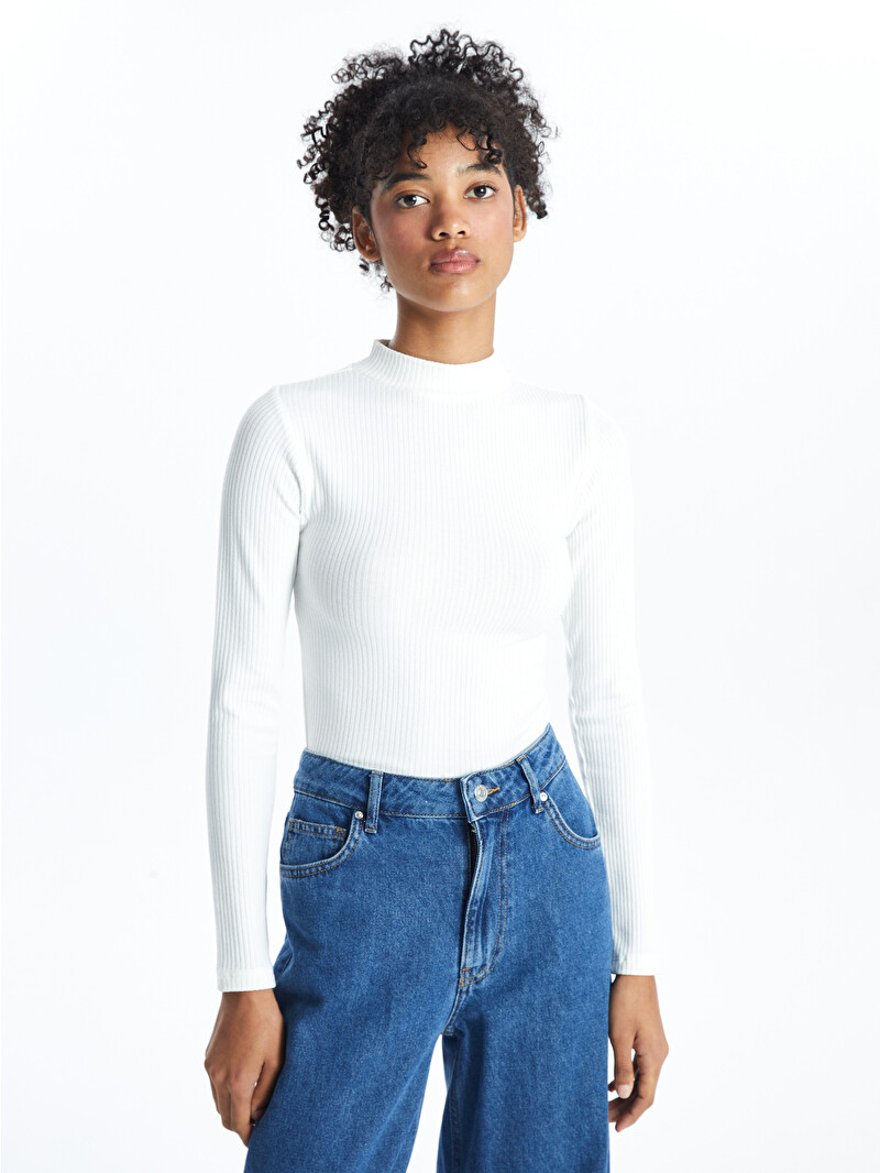 XSIDE Dik Yaka Dokulu Kadın Body - W4FY41Z8-R9J | LCW