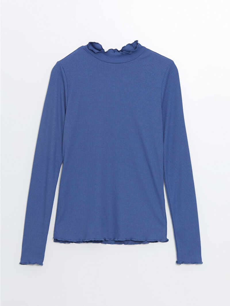 LCW Modest Mavi Dik Yaka Dokulu Kadın Body - W4HT16Z8-H6T | LCW