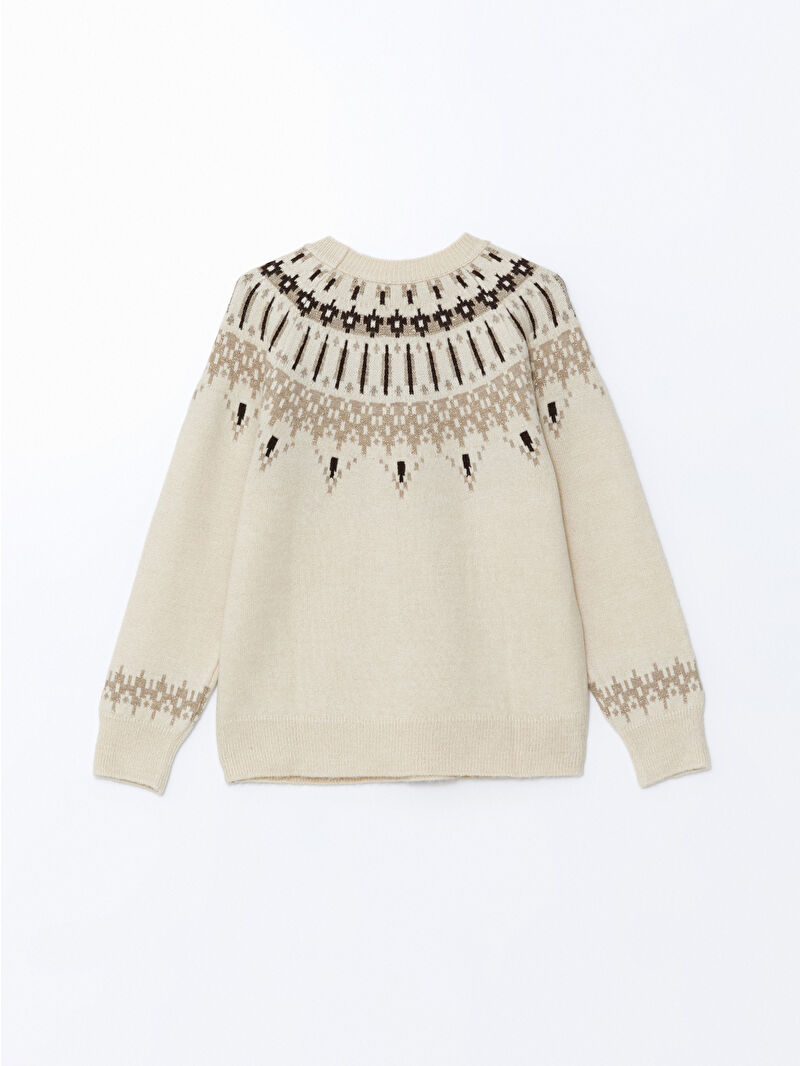 Kako品 LCWAIKIKI Basic Bej Bisiklet Yaka Desenli Kadın Triko Kazak