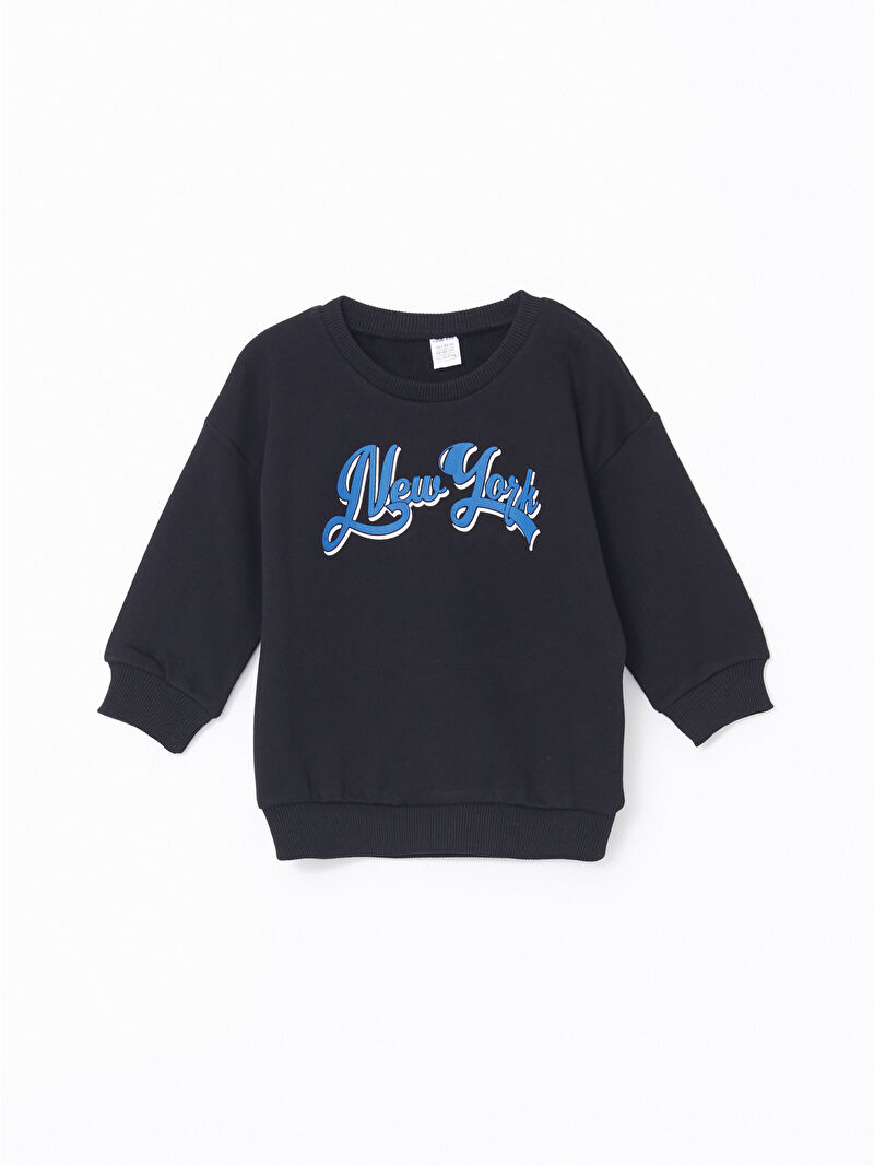 Crew Neck Printed Baby Boy Sweatshirt and Tracksuit Bottom 2