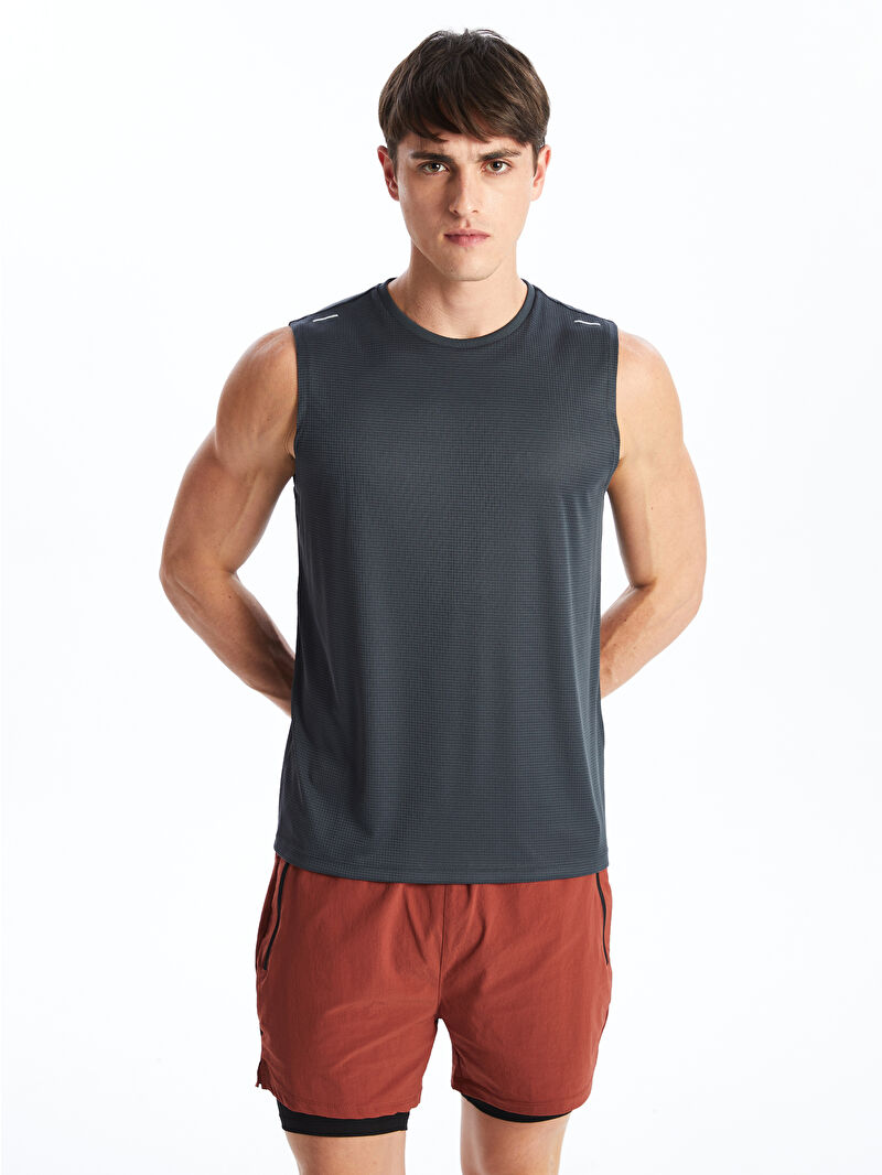 メンズウェア BackSlash StandCollar HalfSleeve Shirt Sleeveless Stretch V Hals Shirt - Slaterstore