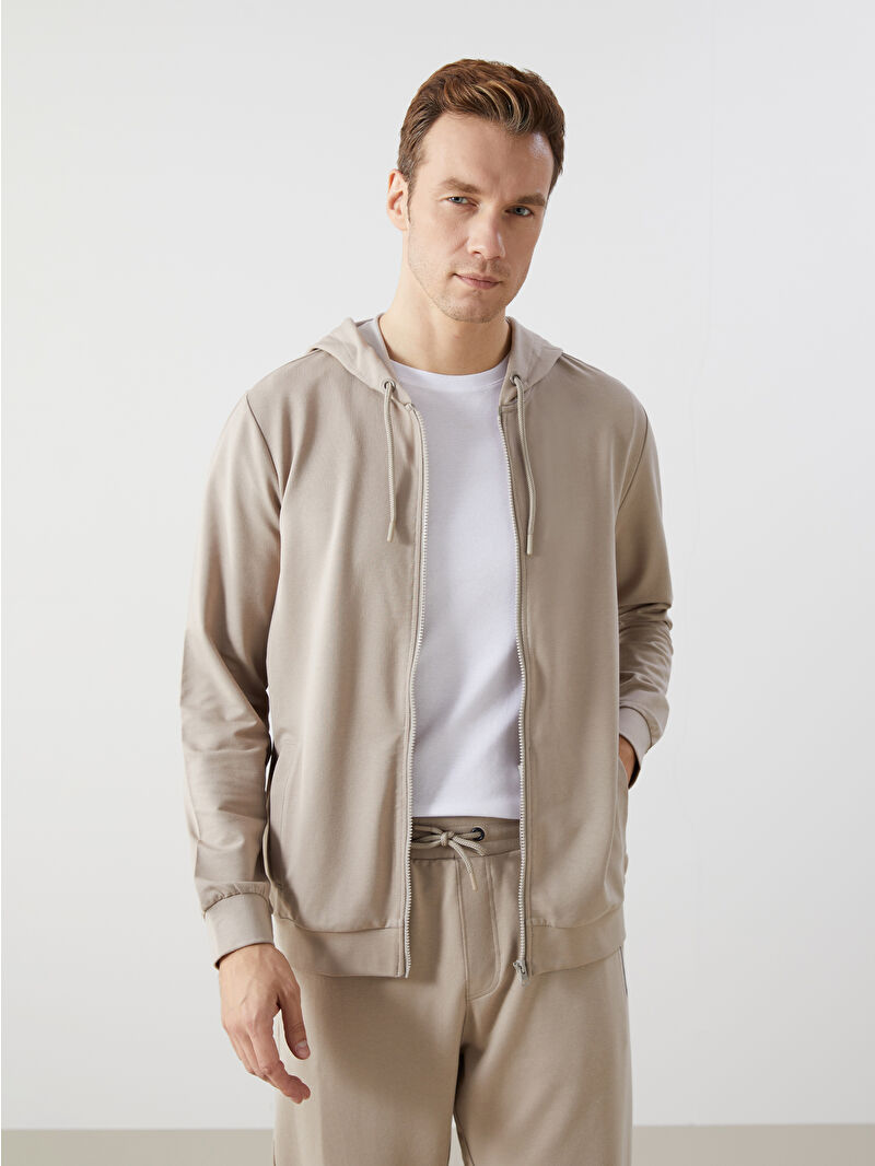 LCWAIKIKI Basic Hooded Long Sleeve Men's Zip-Up Sweatshirt