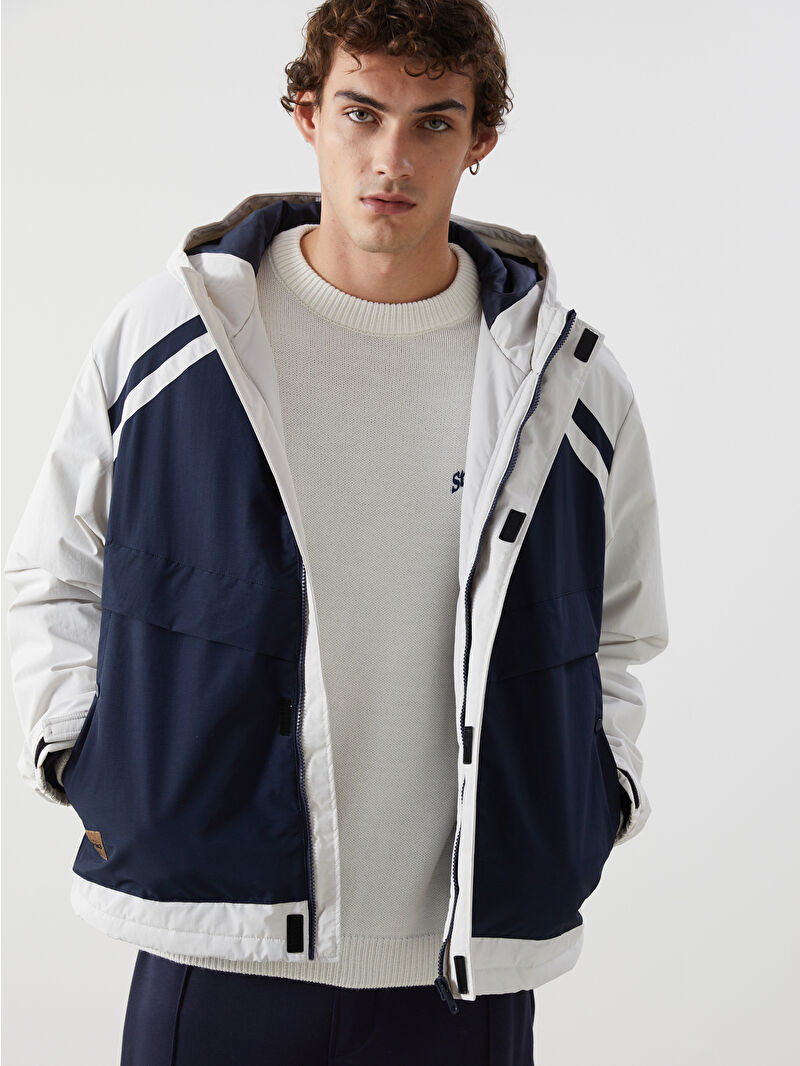 XSIDE Lacivert Rahat Kalıp Kapüşonlu Erkek Orta Kalın Mont