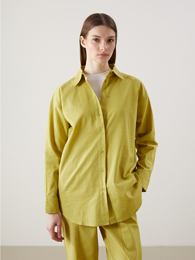 LCW Modest Oversize Linen Blend Women's Shirt - S54730Z8-FZV - LC