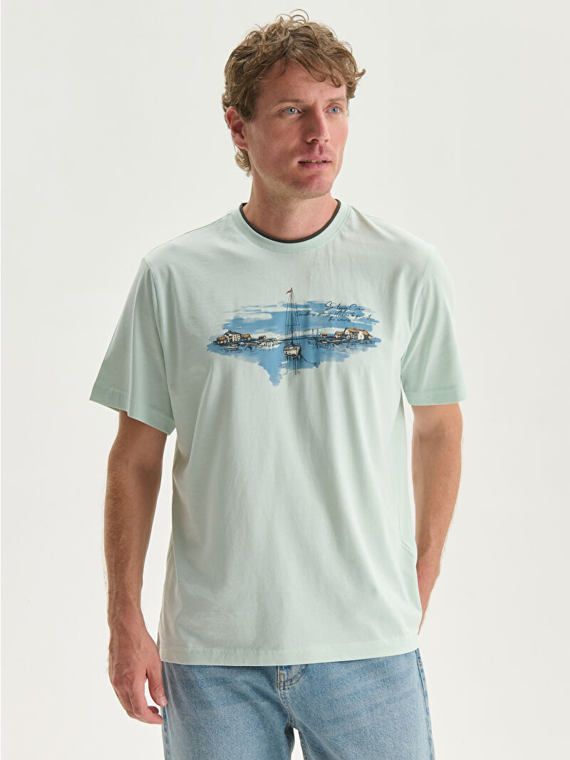 LCWAIKIKI Classic Crew Neck Short Sleeve Printed Combed Cotton