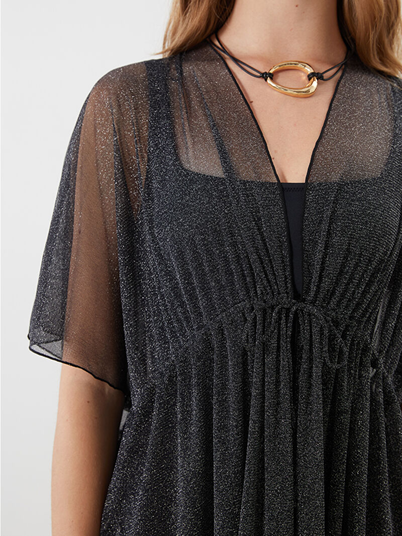 loze様 LCW DREAM Shawl Collar Shiny Look Women's Kimono -S59449Z8