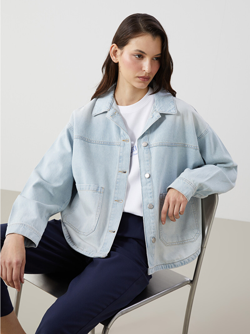 LCW Vision Oversize Kadın Jean Gömlek Ceket - S59923Z8-311 | LC