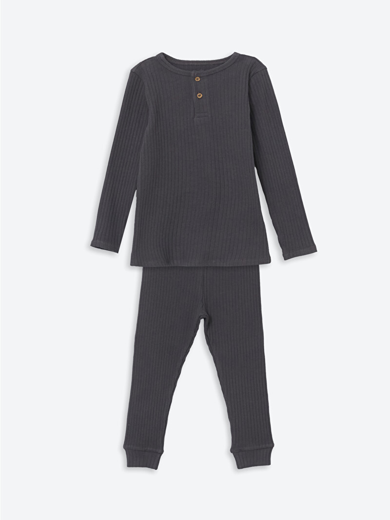 LCW baby Antrasit Bisiklet Yaka Erkek Bebek Pijama Takımı