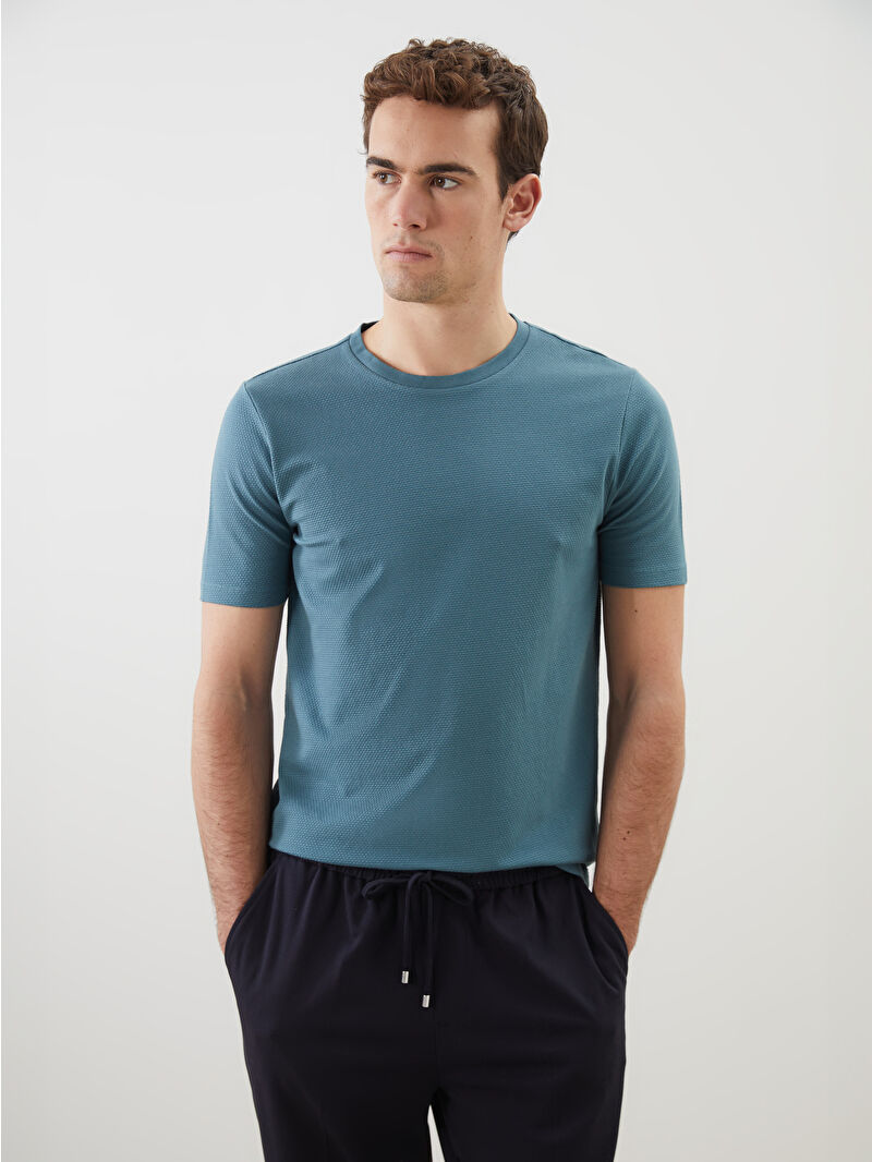 Tシャツ・カットソー K-WAY Short-sleeved t-shirts LCW Vision Crew Neck Plain Jacquard Men's T-Shirt -S5AS26Z8