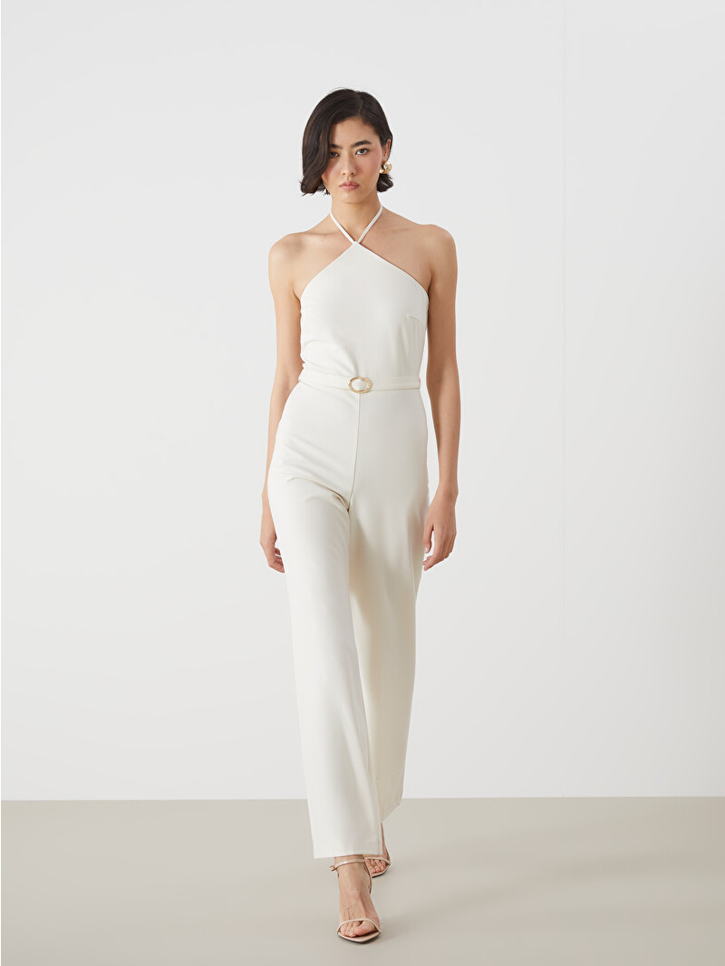 LCW Vision Halter Neck Crepe Women's Jumpsuit - S5BH87Z8-FEX | LC