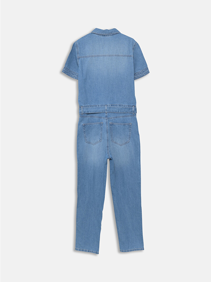 LCW Vision Collared Neck Women's Denim Jumpsuit - S5BK66Z8-311