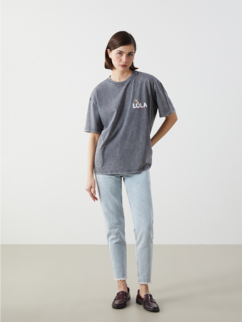 LOWTON様ご依頼品 LCW Vision Bisiklet Yaka Lola Bunny Baskılı Oversize Kadın Tişört