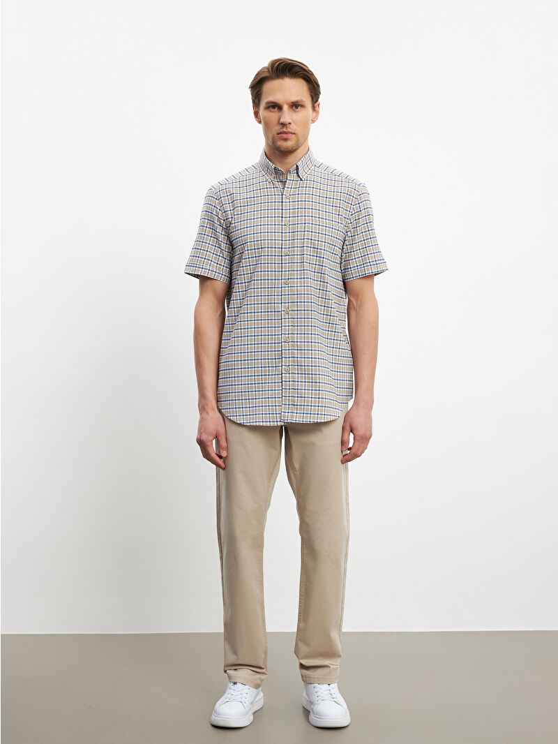 国産品 LC Waikiki Regular Fit Short Sleeve Plaid Oxford Men's Shirt トップス