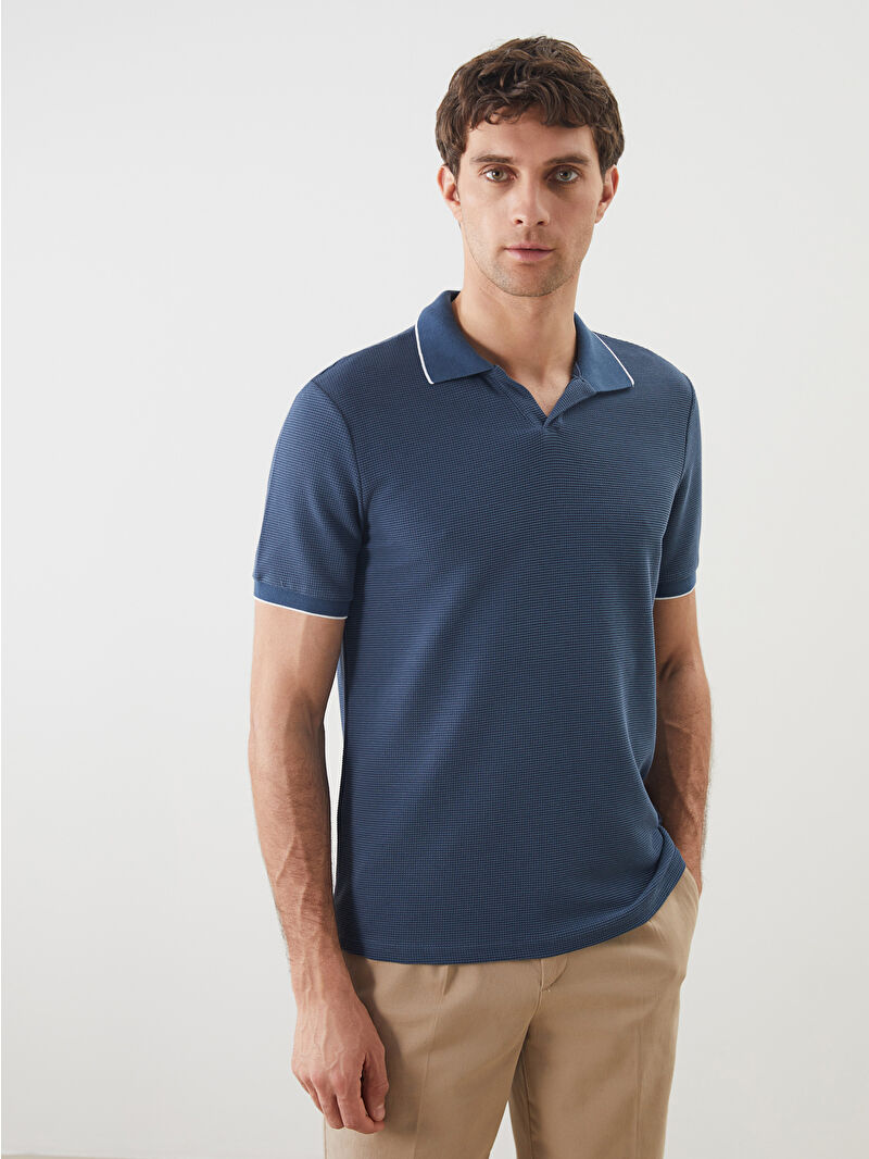 SOUTHBLUE Polo Neck Short Sleeve Men's Textured T-Shirt