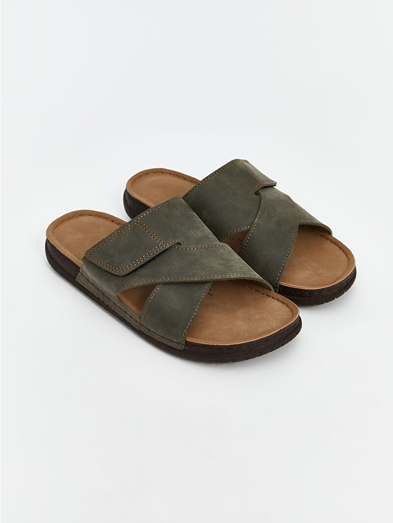 LCW STEPS Cross-Strap Velcro Men's Slippers - S5CT46Z8-K6F - LC