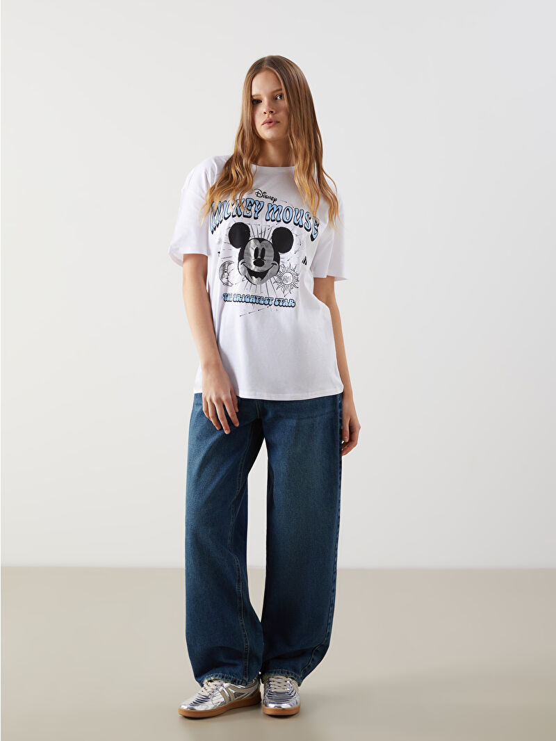 XSIDE Crew Neck Mickey Mouse Printed Women's T-Shirt -S5DH66Z8-Q6K