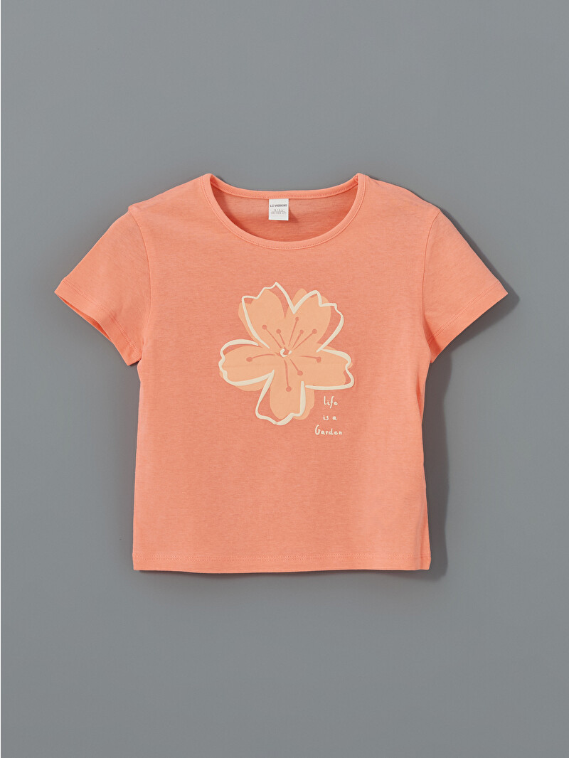 LCW Kids Crew Neck Floral Girls' T-Shirt - S5DR87Z1-FMF - LC Waikiki