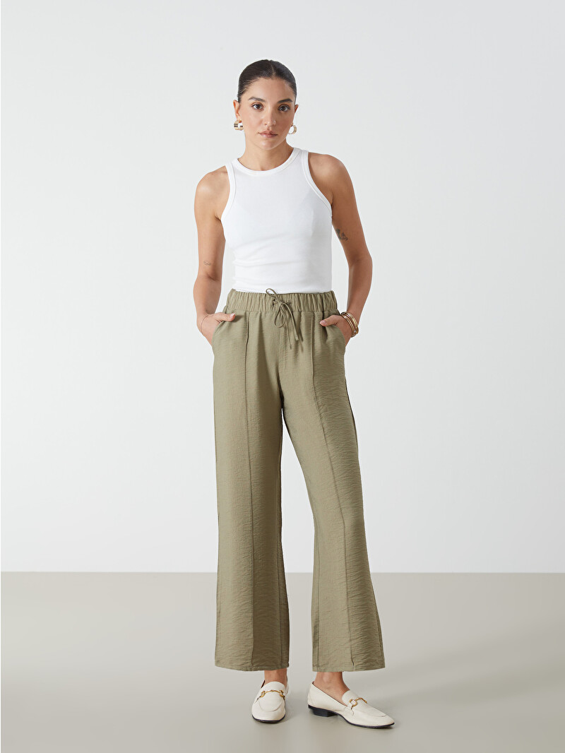 LCWAIKIKI Classic Elasticated Waist Textured Wide Leg Women's
