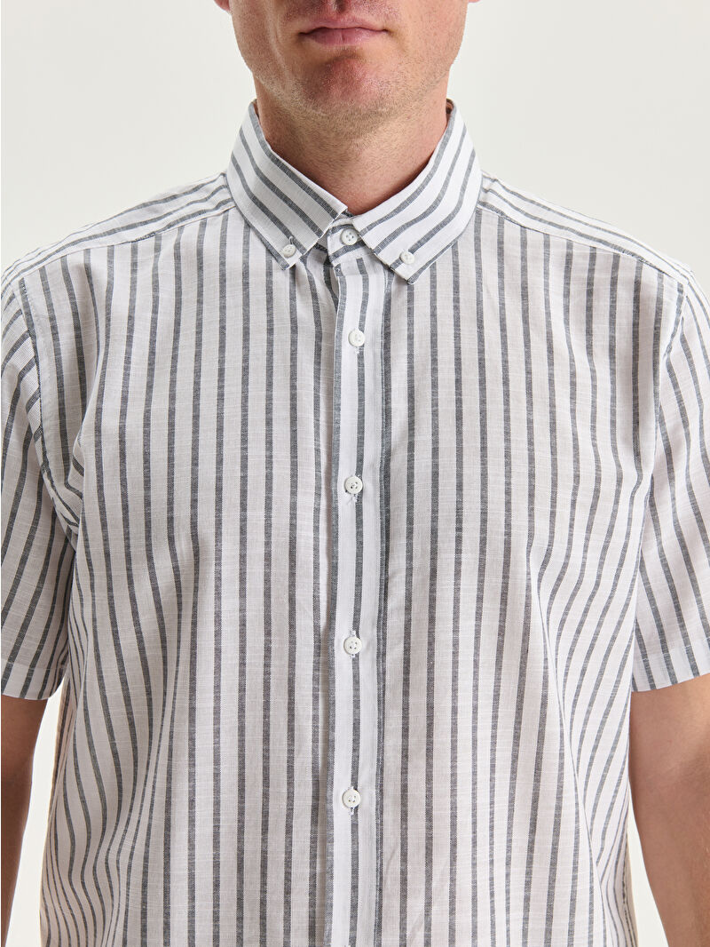 【2plan】Crono Stripe Shirt Lila Stripe Shirt – Zebrano | Designer Clothing NZ