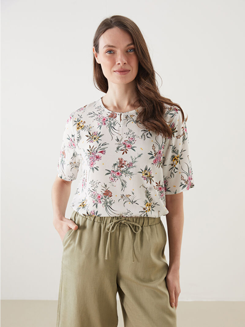 ベルセレージュ LCW Grace Crew Neck Patterned Women's Blouse -S5EE85Z8-LRA