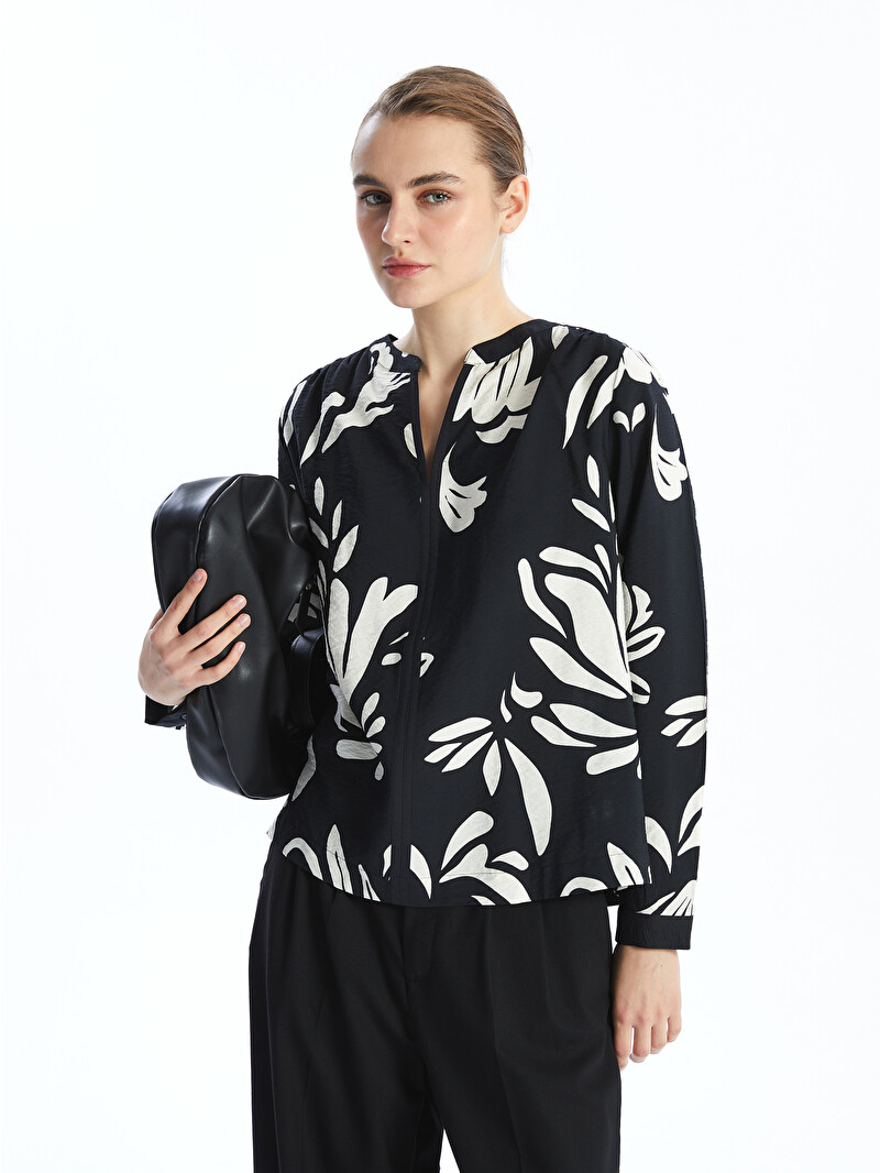 LCWAIKIKI Classic Notch Neck Patterned Women's Blouse - S5EH87Z8