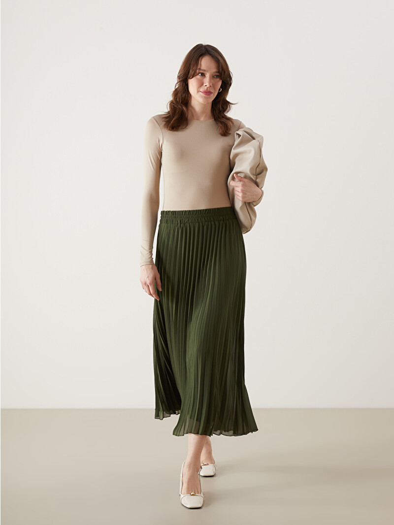 ミ*ョ様 8YARDS 8YDS-24066_BPW Box Pleated LCWAIKIKI Classic Elasticated Waist Chiffon Women's Pleated Skirt