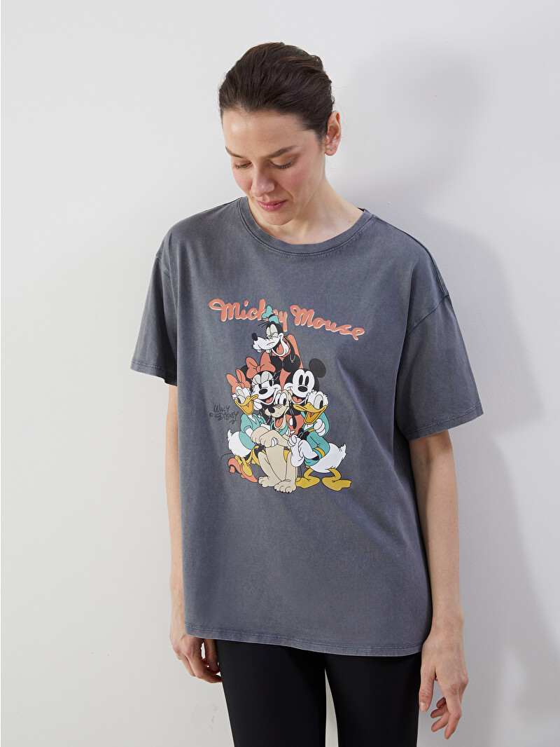 LCW Comfort Crew Neck Mickey and Friends Printed Women's T-Shirt
