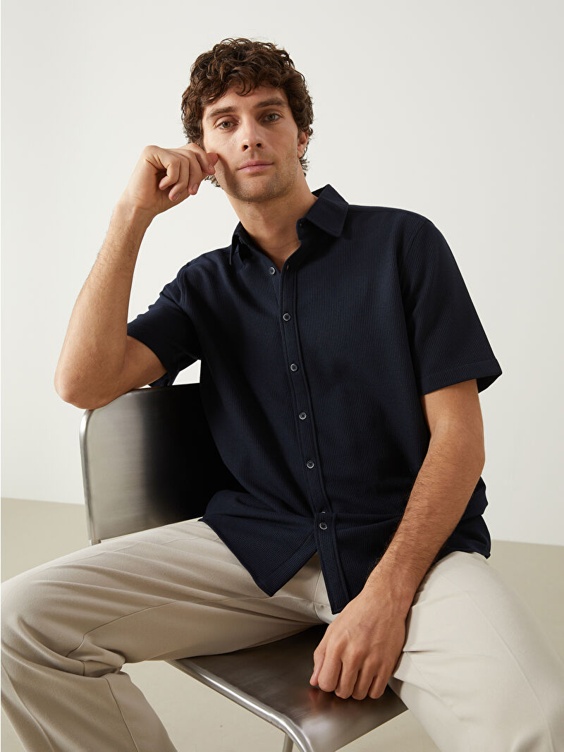 SOUTHBLUE Regular Fit Short Sleeve Men's Textured Shirt - S5FD85Z8