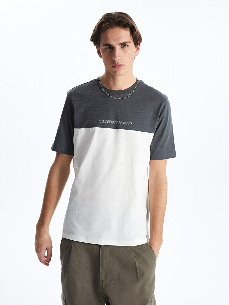 XSIDE Crew Neck Color Block Men's T-Shirt - S5FE44Z8-YAN - LC Waikiki