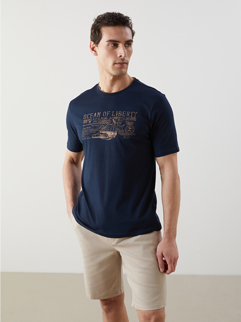 LCWAIKIKI Classic Crew Neck Printed Jersey Piped Men's T-Shirt